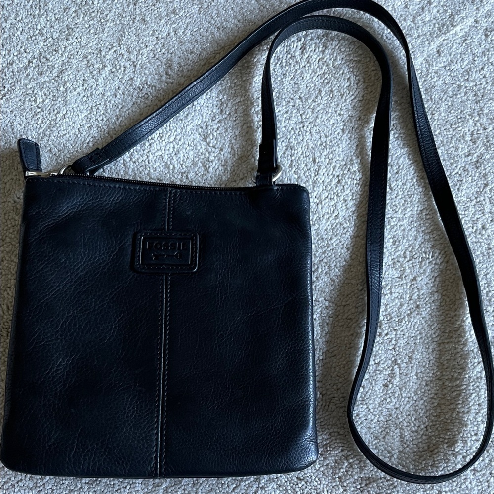 Fossil Leather Shoulder Bag Black